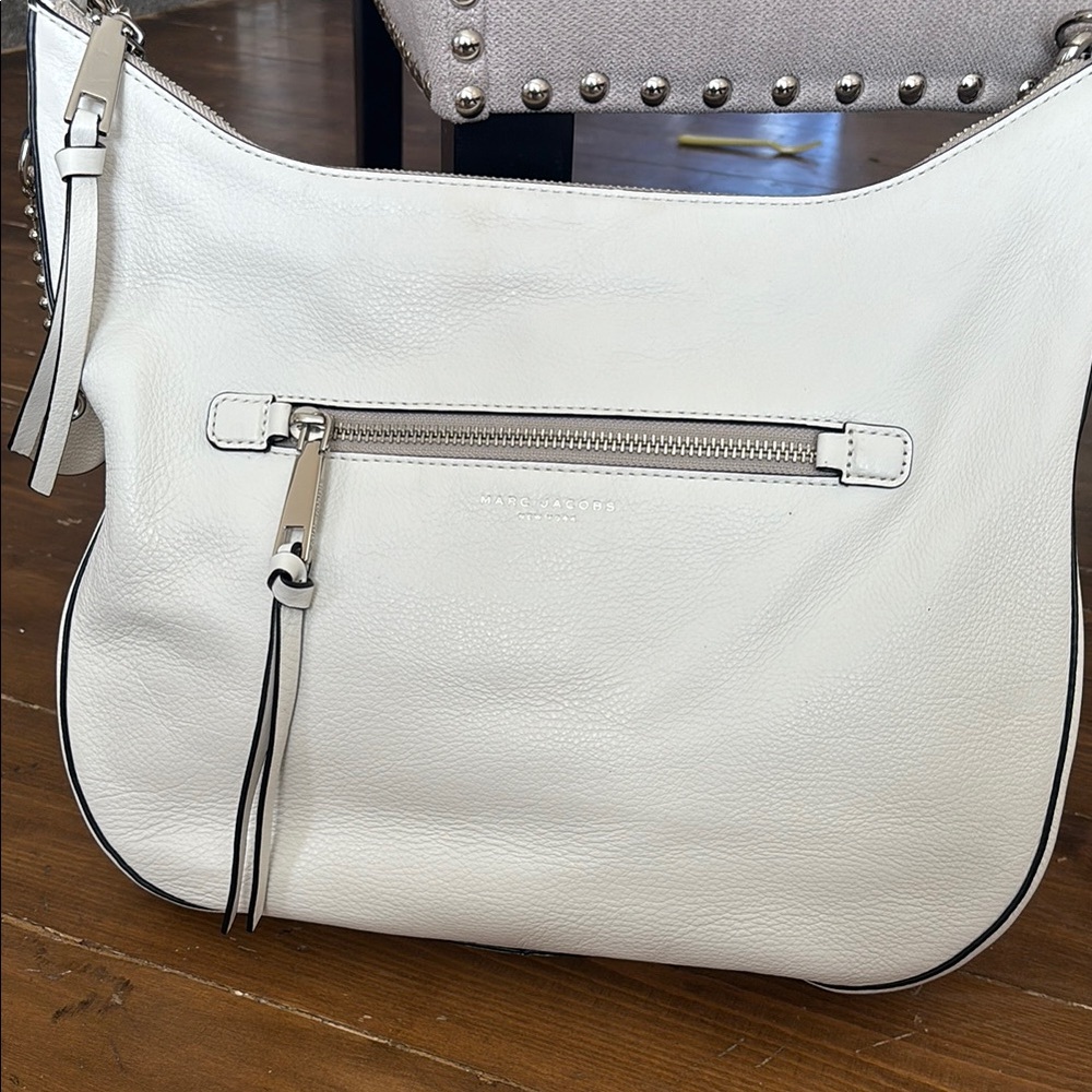 Marc Jacobs White Hobo Bag with Silver Hardware